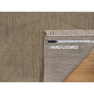 2'x2'9" Elmwood Brown, Geometric Design, Hand Loomed, Pure Wool, Sample, Mat, Oriental Rug FWR550722