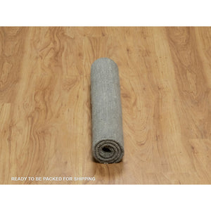 2'x2'8" Iceberg Green, Geometric Design, Hand Loomed, Pure Wool, Mat, Sample, Oriental Rug FWR550734