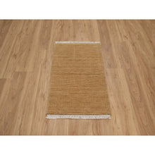 Load image into Gallery viewer, 2&#39;x2&#39;9&quot; Tawny Brown, Geometric Pattern, Hand Loomed, Pure Wool, Sample, Mat, Oriental Rug FWR550746