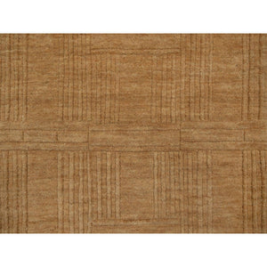2'x2'9" Tawny Brown, Geometric Pattern, Hand Loomed, Pure Wool, Sample, Mat, Oriental Rug FWR550746