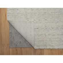 Load image into Gallery viewer, 2&#39;7&quot;x8&#39; Whisper White, Hand Loomed, Undyed Natural Wool, Vertical Stripes Design With Salt And Pepper Effect, Runner, Oriental Rug FWR550752