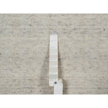Load image into Gallery viewer, 2&#39;7&quot;x8&#39; Whisper White, Hand Loomed, Undyed Natural Wool, Vertical Stripes Design With Salt And Pepper Effect, Runner, Oriental Rug FWR550752