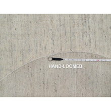 Load image into Gallery viewer, 5&#39;x5&#39; Alabaster White, Hand Loomed, Vertical Stripes Design With Salt And Pepper Effect, Undyed Natural Wool, Round, Oriental Rug FWR550758