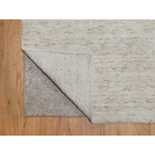 Load image into Gallery viewer, 2&#39;1&quot;x3&#39; Winter White, Hand Loomed, Salt And Pepper Effect With Vertical Stripes Design, Undyed Natural Wool, Sample, Mat, Oriental Rug FWR550782