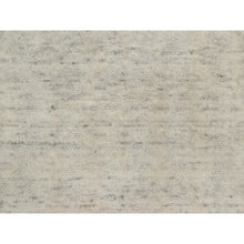 Load image into Gallery viewer, 2&#39;1&quot;x3&#39; Winter White, Hand Loomed, Salt And Pepper Effect With Vertical Stripes Design, Undyed Natural Wool, Sample, Mat, Oriental Rug FWR550782
