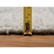 Load image into Gallery viewer, 2&#39;1&quot;x3&#39; Winter White, Hand Loomed, Salt And Pepper Effect With Vertical Stripes Design, Undyed Natural Wool, Sample, Mat, Oriental Rug FWR550782