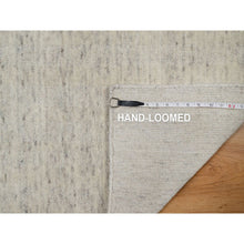 Load image into Gallery viewer, 2&#39;1&quot;x3&#39; Winter White, Hand Loomed, Salt And Pepper Effect With Vertical Stripes Design, Undyed Natural Wool, Sample, Mat, Oriental Rug FWR550782