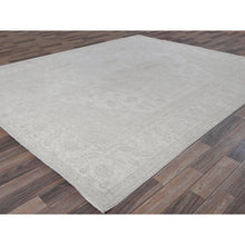 Load image into Gallery viewer, 8&#39;x9&#39;9&quot; Bone White, Washed Out Peshawar With Heriz Design, Hand Knotted, Pure Wool, Densely Woven, Oriental Rug FWR5502