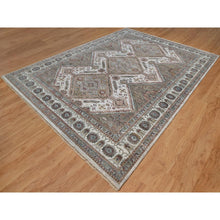 Load image into Gallery viewer, 8&#39;10&quot;x12&#39;1&quot; Papyrus White, Unique Flower Rosettes Border Design, Shiraz Reimagined, Hand Knotted, Natural Wool, Thick And Plush, Oriental Rug FWR550812