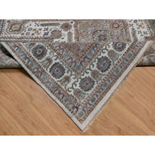 Load image into Gallery viewer, 8&#39;10&quot;x12&#39;1&quot; Papyrus White, Unique Flower Rosettes Border Design, Shiraz Reimagined, Hand Knotted, Natural Wool, Thick And Plush, Oriental Rug FWR550812