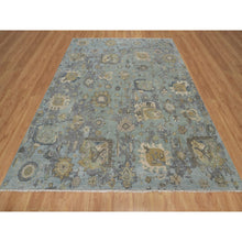 Load image into Gallery viewer, 8&#39;x10&#39;1&quot; Frosty Green, 100% Wool, Oushak Without A Border, All Over Leaf Pattern, Hand Knotted, Oriental Rug FWR550818
