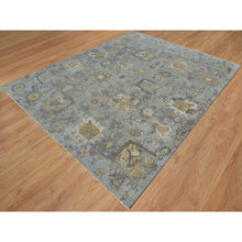 Load image into Gallery viewer, 8&#39;x10&#39;1&quot; Frosty Green, 100% Wool, Oushak Without A Border, All Over Leaf Pattern, Hand Knotted, Oriental Rug FWR550818