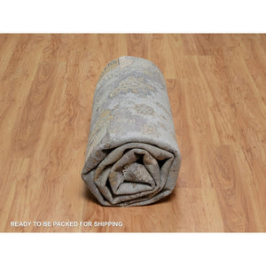 8'x10'1" Frosty Green, 100% Wool, Oushak Without A Border, All Over Leaf Pattern, Hand Knotted, Oriental Rug FWR550818