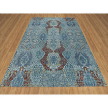 Load image into Gallery viewer, 8&#39;1&quot;x10&#39;1&quot; Cerulean Blue, Jewelry Design, Wool And Silk, Hand Knotted, Oriental Rug FWR550824