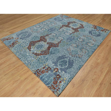 Load image into Gallery viewer, 8&#39;1&quot;x10&#39;1&quot; Cerulean Blue, Jewelry Design, Wool And Silk, Hand Knotted, Oriental Rug FWR550824