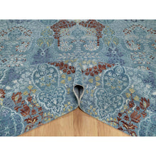 Load image into Gallery viewer, 8&#39;1&quot;x10&#39;1&quot; Cerulean Blue, Jewelry Design, Wool And Silk, Hand Knotted, Oriental Rug FWR550824