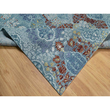 Load image into Gallery viewer, 8&#39;1&quot;x10&#39;1&quot; Cerulean Blue, Jewelry Design, Wool And Silk, Hand Knotted, Oriental Rug FWR550824