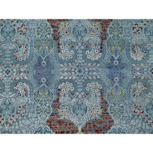 Load image into Gallery viewer, 8&#39;1&quot;x10&#39;1&quot; Cerulean Blue, Jewelry Design, Wool And Silk, Hand Knotted, Oriental Rug FWR550824