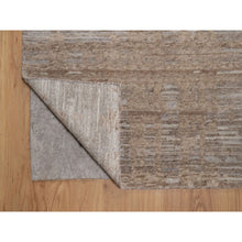 Load image into Gallery viewer, 9&#39;1&quot;x12&#39;1&quot; Tan Brown, Modern Criss Cross Erased Design, Hand Spun Undyed Natural Wool, Hand Knotted, Oriental Rug FWR550842