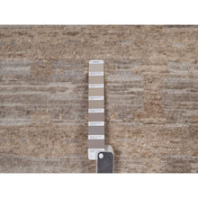 Load image into Gallery viewer, 9&#39;1&quot;x12&#39;1&quot; Tan Brown, Modern Criss Cross Erased Design, Hand Spun Undyed Natural Wool, Hand Knotted, Oriental Rug FWR550842
