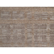 Load image into Gallery viewer, 9&#39;1&quot;x12&#39;1&quot; Tan Brown, Modern Criss Cross Erased Design, Hand Spun Undyed Natural Wool, Hand Knotted, Oriental Rug FWR550842