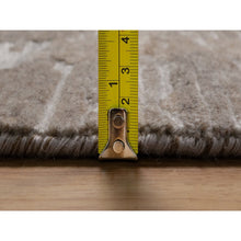 Load image into Gallery viewer, 9&#39;1&quot;x12&#39;1&quot; Tan Brown, Modern Criss Cross Erased Design, Hand Spun Undyed Natural Wool, Hand Knotted, Oriental Rug FWR550842