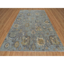Load image into Gallery viewer, 8&#39;7&quot;x12&#39; Silt Green, Oushak Without A Border, All Over Leaf Pattern, Hand Knotted, 100% Wool, Oriental Rug FWR550854