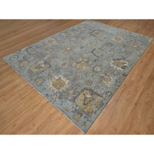 Load image into Gallery viewer, 8&#39;7&quot;x12&#39; Silt Green, Oushak Without A Border, All Over Leaf Pattern, Hand Knotted, 100% Wool, Oriental Rug FWR550854