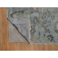 Load image into Gallery viewer, 8&#39;7&quot;x12&#39; Silt Green, Oushak Without A Border, All Over Leaf Pattern, Hand Knotted, 100% Wool, Oriental Rug FWR550854