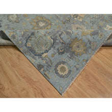 Load image into Gallery viewer, 8&#39;7&quot;x12&#39; Silt Green, Oushak Without A Border, All Over Leaf Pattern, Hand Knotted, 100% Wool, Oriental Rug FWR550854