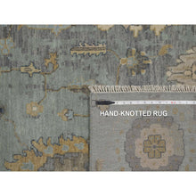 Load image into Gallery viewer, 8&#39;7&quot;x12&#39; Silt Green, Oushak Without A Border, All Over Leaf Pattern, Hand Knotted, 100% Wool, Oriental Rug FWR550854