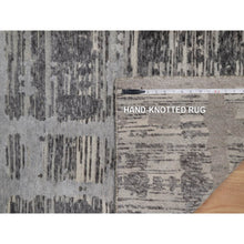 Load image into Gallery viewer, 2&#39;6&quot;x14&#39; Nickel Gray, Modern Criss Cross Erased Design, Hand Spun Undyed Natural Wool, Hand Knotted, Runner, Oriental Rug FWR550860