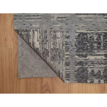 Load image into Gallery viewer, 2&#39;x3&#39;1&quot; Fossil Gray, Modern Criss Cross Erased Design, Hand Knotted, Hand Spun Undyed Natural Wool, Mat, Sample, Oriental Rug FWR550866