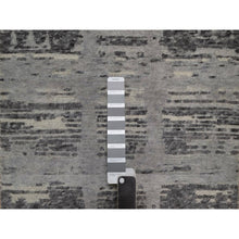Load image into Gallery viewer, 2&#39;x3&#39;1&quot; Fossil Gray, Modern Criss Cross Erased Design, Hand Knotted, Hand Spun Undyed Natural Wool, Mat, Sample, Oriental Rug FWR550866