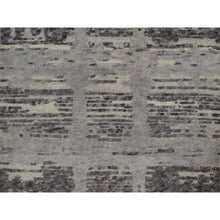 Load image into Gallery viewer, 2&#39;x3&#39;1&quot; Fossil Gray, Modern Criss Cross Erased Design, Hand Knotted, Hand Spun Undyed Natural Wool, Mat, Sample, Oriental Rug FWR550866