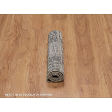 Load image into Gallery viewer, 2&#39;x3&#39;1&quot; Fossil Gray, Modern Criss Cross Erased Design, Hand Knotted, Hand Spun Undyed Natural Wool, Mat, Sample, Oriental Rug FWR550866