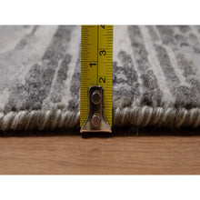 Load image into Gallery viewer, 2&#39;x3&#39;1&quot; Fossil Gray, Modern Criss Cross Erased Design, Hand Knotted, Hand Spun Undyed Natural Wool, Mat, Sample, Oriental Rug FWR550866
