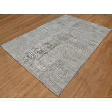 Load image into Gallery viewer, 6&#39;1&quot;x9&#39; Pastel Gray, Modern Erased Design, Hand Spun Undyed Natural Wool, Hand Knotted, Oriental Rug FWR550896