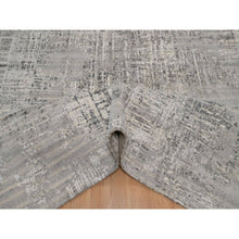 Load image into Gallery viewer, 6&#39;1&quot;x9&#39; Pastel Gray, Modern Erased Design, Hand Spun Undyed Natural Wool, Hand Knotted, Oriental Rug FWR550896
