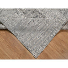 Load image into Gallery viewer, 6&#39;1&quot;x9&#39; Pastel Gray, Modern Erased Design, Hand Spun Undyed Natural Wool, Hand Knotted, Oriental Rug FWR550896