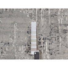 Load image into Gallery viewer, 6&#39;1&quot;x9&#39; Pastel Gray, Modern Erased Design, Hand Spun Undyed Natural Wool, Hand Knotted, Oriental Rug FWR550896