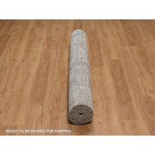 Load image into Gallery viewer, 6&#39;1&quot;x9&#39; Pastel Gray, Modern Erased Design, Hand Spun Undyed Natural Wool, Hand Knotted, Oriental Rug FWR550896