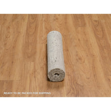 Load image into Gallery viewer, 2&#39;6&quot;x6&#39;3&quot; Winter White, Hand Knotted, Modern Design, Hand Spun Undyed Natural Wool, Runner, Oriental Rug FWR550902