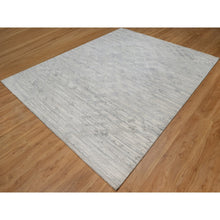 Load image into Gallery viewer, 8&#39;x10&#39;2&quot; Cream White, Modern Design, Hand Knotted, Hand Spun Undyed Natural Wool, Oriental Rug FWR550914