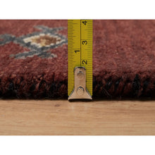 Load image into Gallery viewer, 2&#39;7&quot;x6&#39;2&quot; Currant Red, Southwest American Indian Design With Piled Construction, Hand Knotted, 100% Wool, Plush And Lush, Runner, Oriental Rug FWR550920