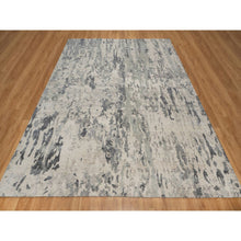 Load image into Gallery viewer, 8&#39;x10&#39; Cream White, Modern Design, 100% Natural Undyed Wool, Hand Knotted, Oriental Rug FWR550950