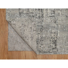 Load image into Gallery viewer, 2&#39;7&quot;x8&#39; Spanish Gray, Modern Erased Design, Hand Knotted, Hand Spun Undyed Natural Wool, Runner, Oriental Rug FWR550956