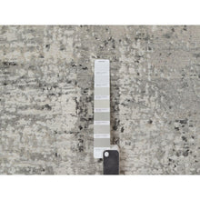 Load image into Gallery viewer, 2&#39;7&quot;x8&#39; Spanish Gray, Modern Erased Design, Hand Knotted, Hand Spun Undyed Natural Wool, Runner, Oriental Rug FWR550956