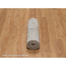 Load image into Gallery viewer, 2&#39;7&quot;x8&#39; Spanish Gray, Modern Erased Design, Hand Knotted, Hand Spun Undyed Natural Wool, Runner, Oriental Rug FWR550956