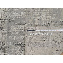 Load image into Gallery viewer, 2&#39;7&quot;x8&#39; Spanish Gray, Modern Erased Design, Hand Knotted, Hand Spun Undyed Natural Wool, Runner, Oriental Rug FWR550956